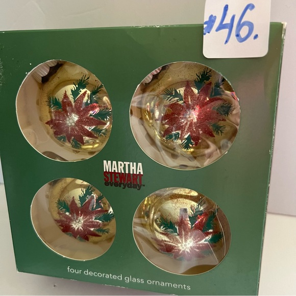 Set of 4 Christmas Ornaments with Poinsettias by Marta Stewart - Picture 4 of 14